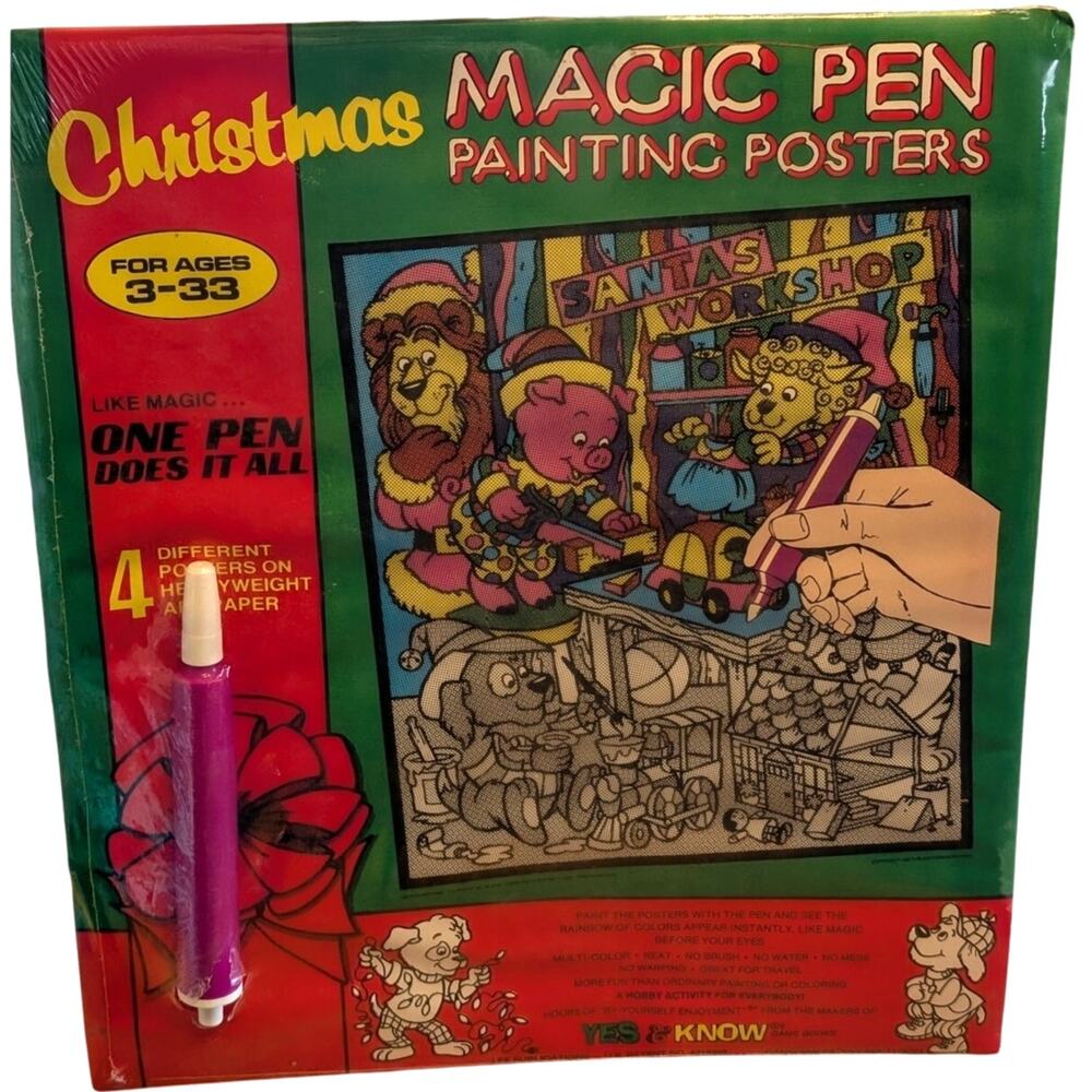 Vtg 1987 Christmas Magic Pen Posters Set Sealed